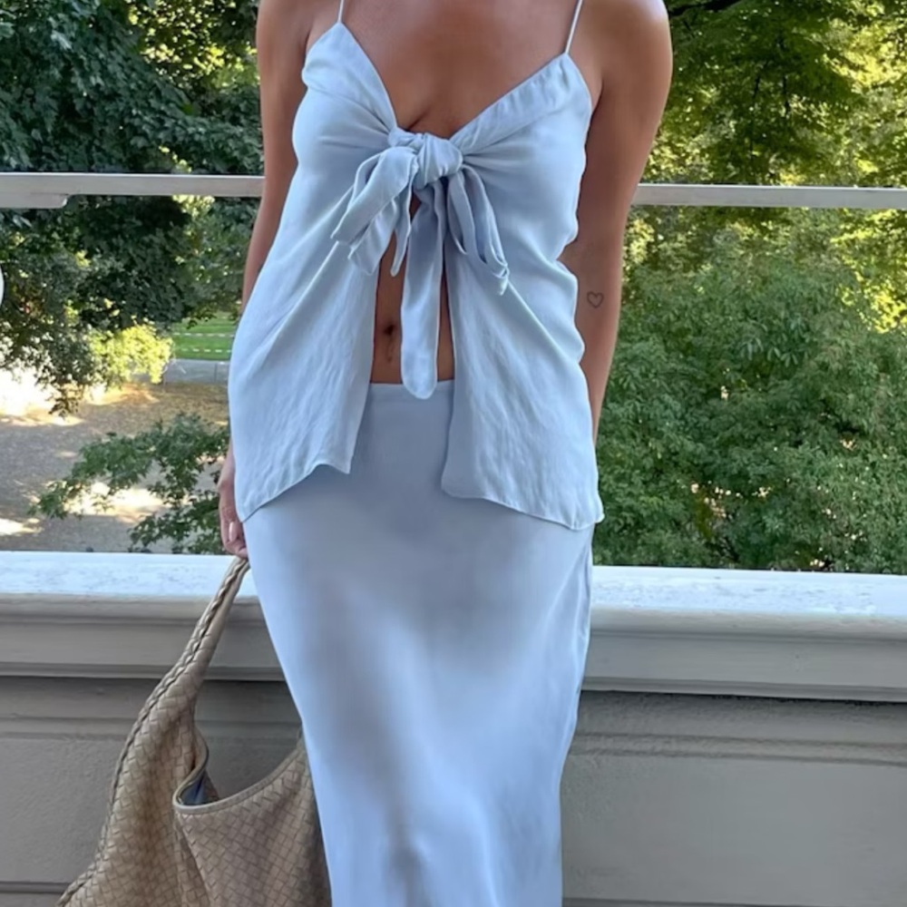 Djerf Avenue Light Blue Tie Top
